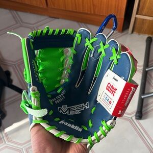 Franklin Blue and Green Kids Baseball Glove